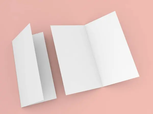 Dvě Otevřené Brožury Oranžovém Pozadí Vykreslení Ilustrace — Stock fotografie