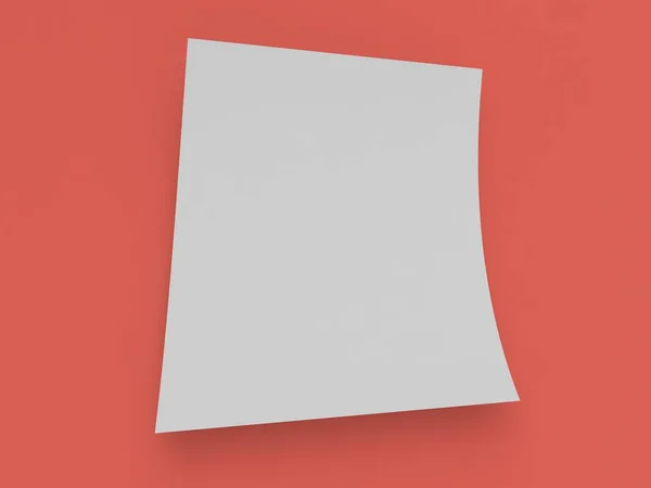 空のA4用紙テンプレート 湾曲した白い紙のモックアップ 3Dレンダリング図 — ストック写真