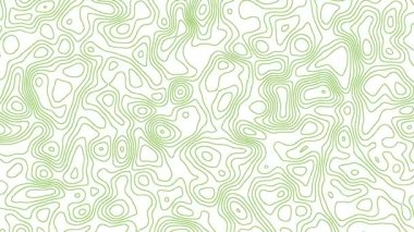 Beyaz arka planda hareket eden soyut yeşil çizgiler. Topografik harita konsepti. Video canlandırması.