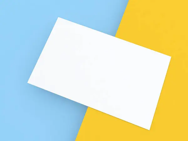 Cartão Visita Fundo Azul Amarelo Renderizar Ilustração — Fotografia de Stock