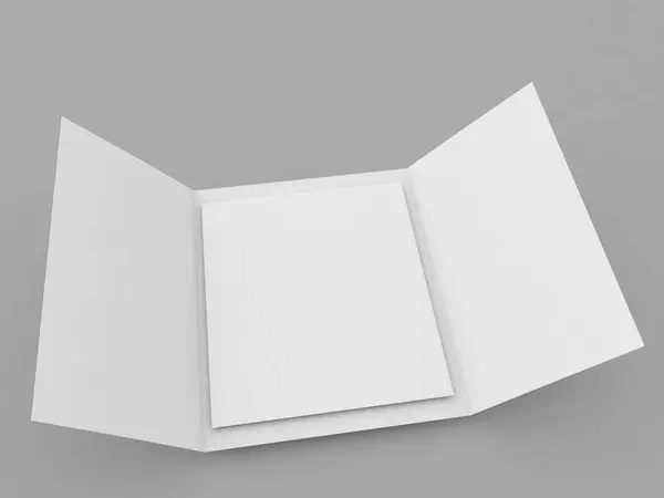 Λευκό Τριπλό Φυλλάδιο Mockup Γκρι Φόντο Καθιστούν Απεικόνιση — Φωτογραφία Αρχείου