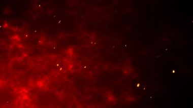 Kırmızı ve siyah arka planda ışık kıvılcımları. Video canlandırması.