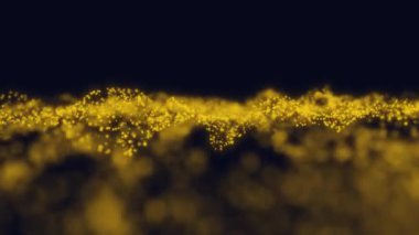 Koyu arkaplanda küçük altın parçacıkların hareketi. Video canlandırması.