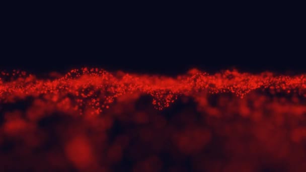 Κίνηση Κόκκινων Μικρών Σωματιδίων Σκούρο Φόντο Βίντεο Animation — Αρχείο Βίντεο