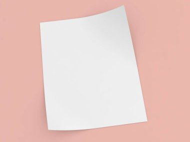 Turuncu arka planda beyaz gerçekçi kağıt. 3d resimleme.