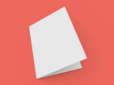 Pembe arka plan 3D resimleme üzerine çift açık broşür modeli.