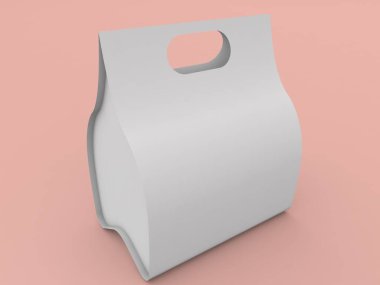 Fast food ambalaj modeli pembe arka planda. 3d resimleme.