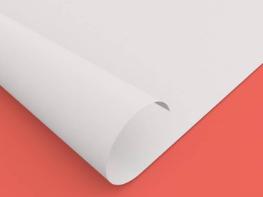 Yuvarlak, boş, beyaz bir kağıt parçası pürüzsüz, parlak kırmızı bir yüzey boyunca uzanıyor. Karşıtlık kağıdın dokusunu ve basitliğini vurgular, görsel olarak çekici bir kompozisyon oluşturur.