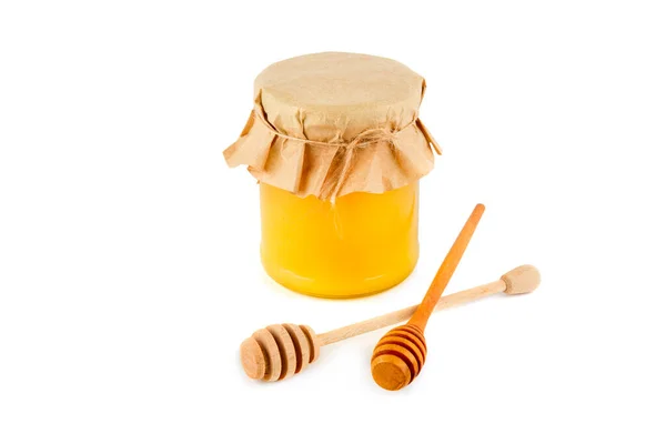 Honingpot Dipper Geïsoleerd Witte Achtergrond Als Pakket Design Element — Stockfoto