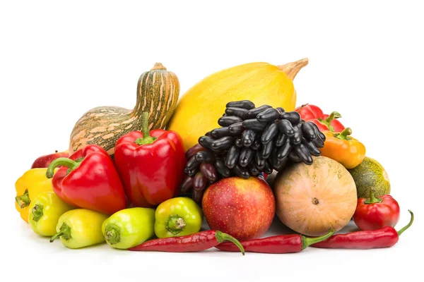Óvatos Zöldségek Gyümölcsök Fehér Alapon Elszigetelve — Stock Fotó