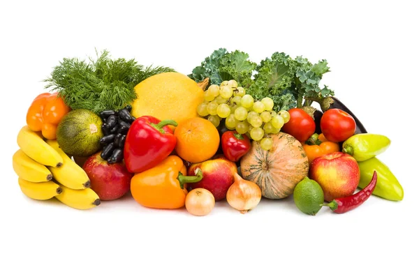 Óvatos Zöldségek Gyümölcsök Izolált Fehér Alapon — Stock Fotó