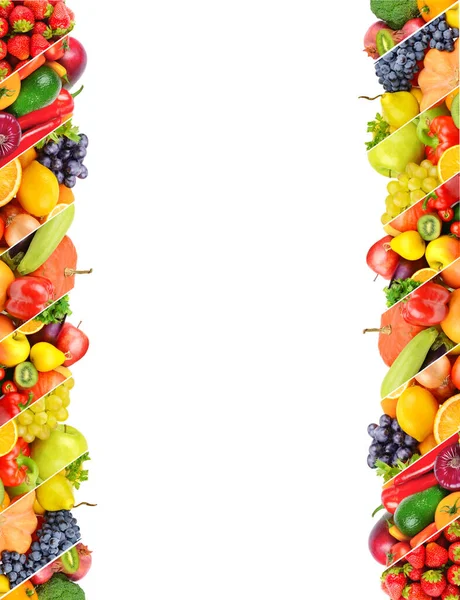 Conjunto Verduras Frutas Aisladas Sobre Fondo Blanco Collage Espacio Libre — Foto de Stock