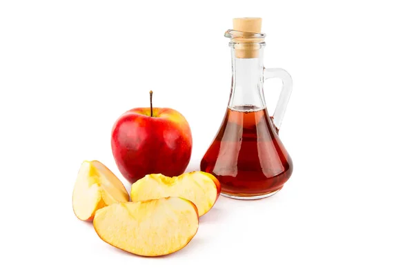 Apples Apple Cider Vinegar Jug Isolated White Background — Stock Photo, Image