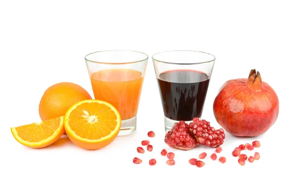 Orange Pomegranate Juice Isolated White Background — Stock Photo, Image