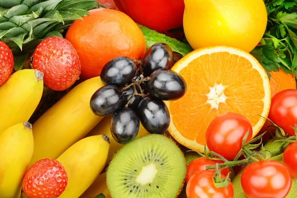 Mooie Heldere Achtergrond Van Diverse Groenten Fruit — Stockfoto