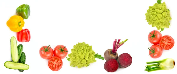Sada Zeleniny Izolované Bílém Pozadí Koláž Volné Místo Pro Text — Stock fotografie