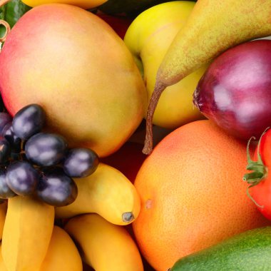 Çeşitli sebze ve meyvelerden güzel parlak bir arka plan.