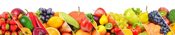 Vários Vegetais Frutas Isoladas Fundo Branco Fotografia Ampla Espaço Livre — Fotografia de Stock
