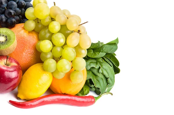 Frutta Verdura Isolate Fondo Bianco Spazio Libero Testo — Foto Stock