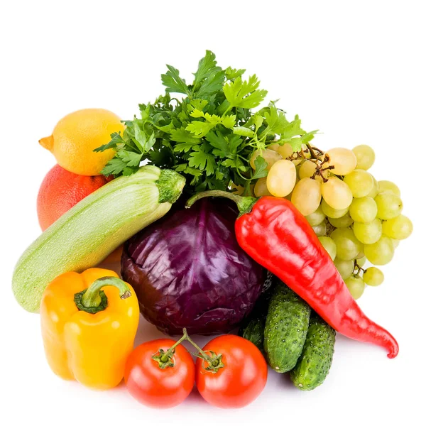 Grönsaker Och Frukter Isolerade Vit Bakgrund — Stockfoto
