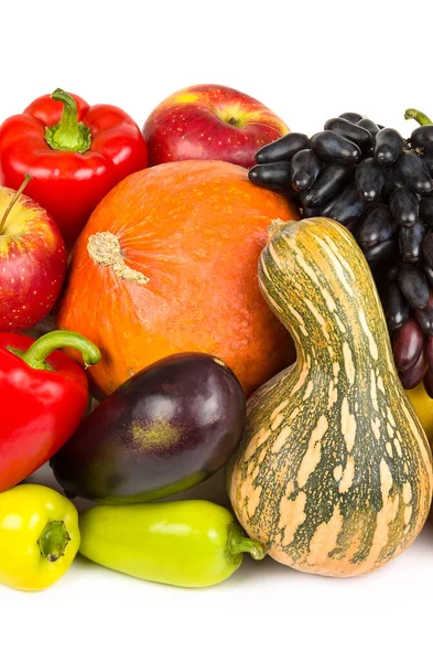 Frukt Och Grönsaker Isolerade Vit Bakgrund Vertikalt Foto — Stockfoto