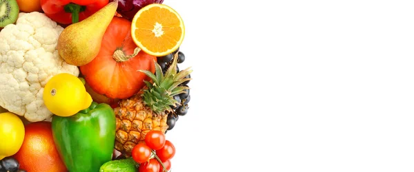 Schädliches Gemüse Und Obst Isoliert Auf Weißem Hintergrund Gibt Raum — Stockfoto