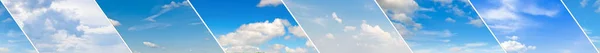 Blue Sky White Clouds Collage Wide Photo — Stock Photo, Image