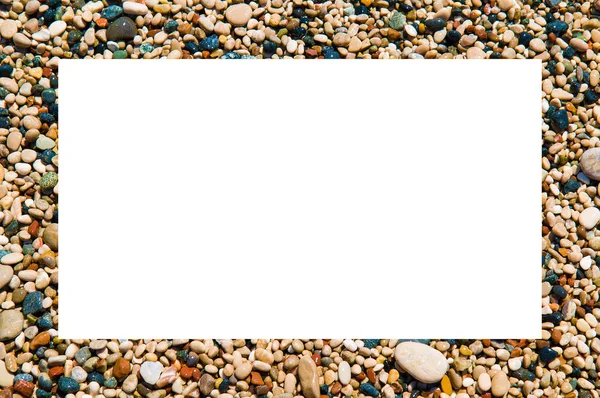 抽象的な自然小石の背景 地中海沿岸の多色のぬれた小石 テキストのための無料スペース オリジナルフレーム — ストック写真