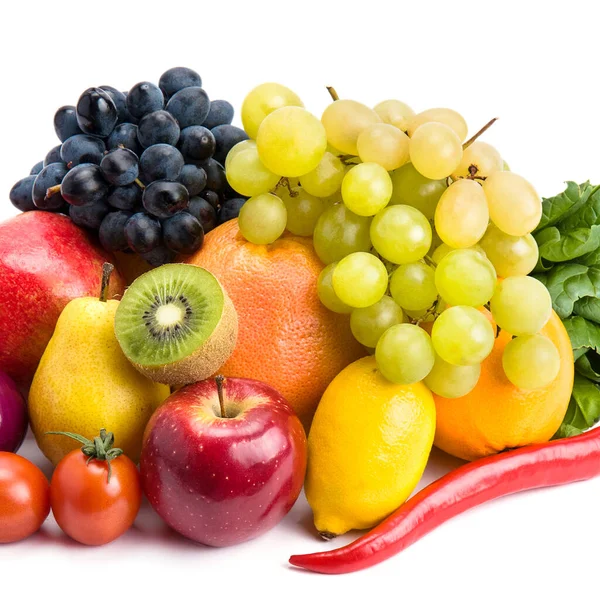 白色背景的水果和蔬菜 — 图库照片