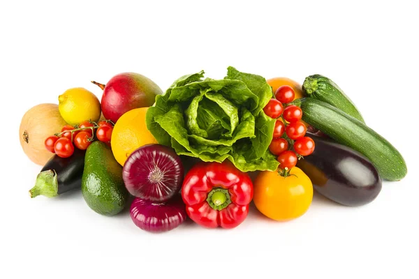 Fruits Légumes Isolés Sur Fond Blanc — Photo