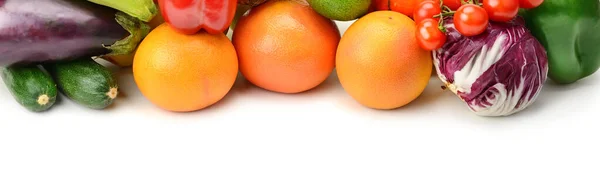 Legumes Frutas Isoladas Fundo Branco Espaço Livre Para Texto Ampla — Fotografia de Stock