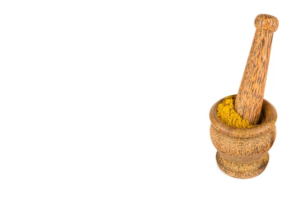 Zaprawa Drewniana Tłuszcz Curry Izolowane Białym Tle Wolne Miejsce Tekst — Zdjęcie stockowe