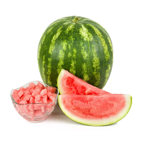 Watermelon Slices Small Pieces Watermelon Isolated White Background — Stock Photo, Image