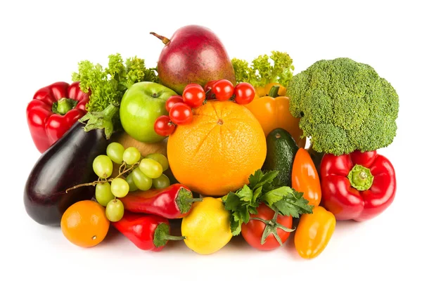 Frukt Och Grönsaker Isolerade Vit Bakgrund — Stockfoto