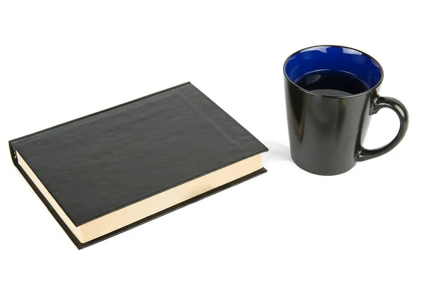 Książka Filiżanka Kawy Odizolowane Białym Tle — Zdjęcie stockowe