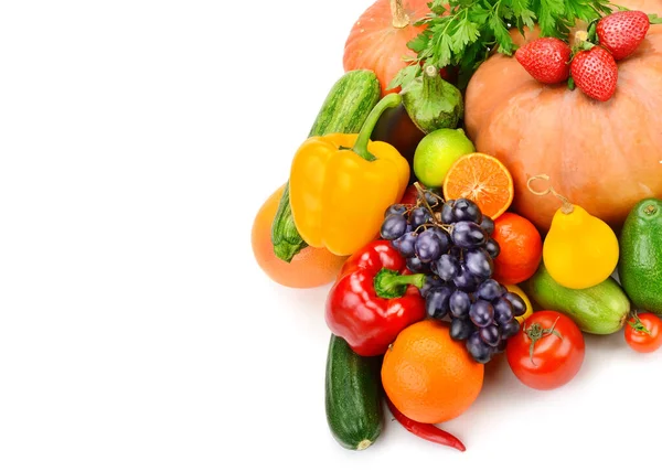 Ovoce Zelenina Izolované Bílém Pozadí Volné Místo Pro Text — Stock fotografie