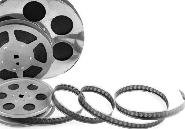 Retro film şeridi beyaz arkaplanda izole edildi. Metin için boş alan.