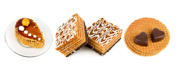 Pasta Pasta Belçika Waffle Beyaz Arka Planda Izole Edilmiş Çikolata — Stok fotoğraf