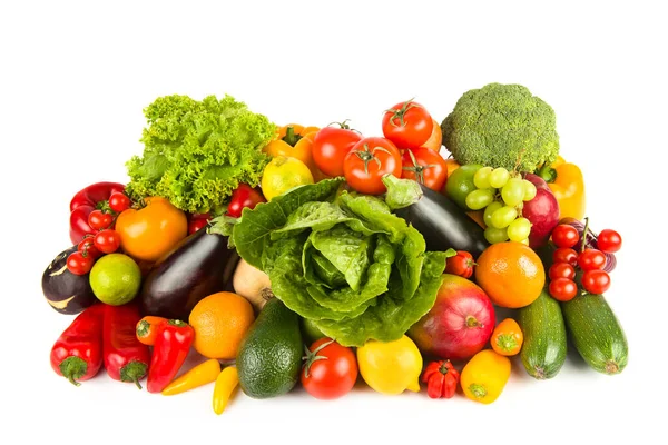 白色背景的水果和蔬菜 图库图片