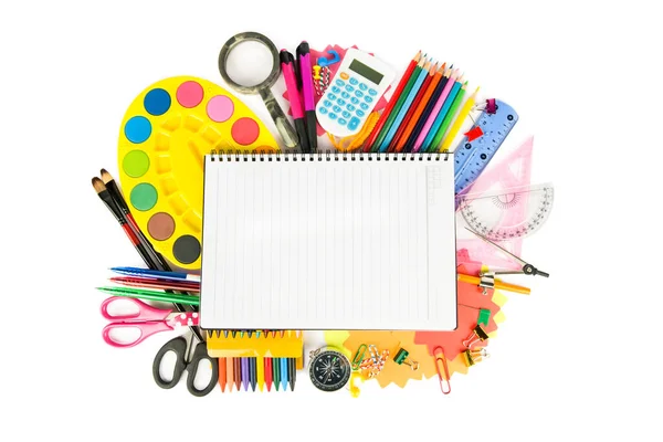 Set School Supplies Isolated White Background Back School — Stock Photo, Image