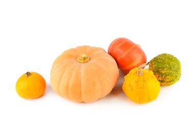 Beyaz arkaplanda kabaklar izole edildi.