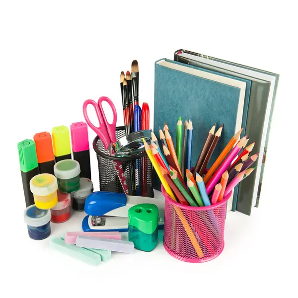 Set School Supplies Isolated White Background Stock Image