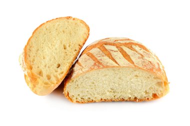 Ekmek beyaz arkaplanda izole edildi.