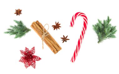 Beyaz bir arka plan üzerinde izole Noel dekorasyon.