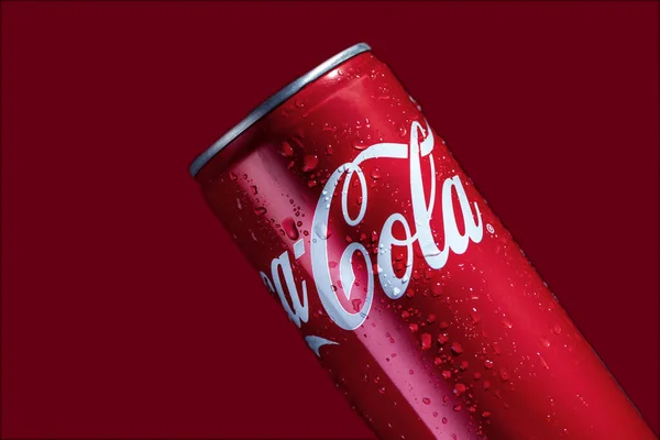 Bevanda Coca Cola Sfondo Rosso Dettagli Primo Piano 2023 — Foto Stock