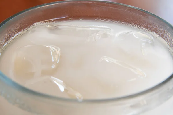 Close Ice Cubes Glass Horchata Rice Beverage Stock Picture