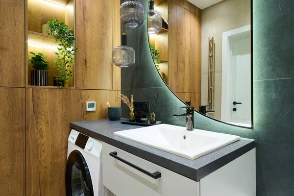 Part Bathroom Self Care Items Air Freshener Washing Machine White — Stock Photo, Image