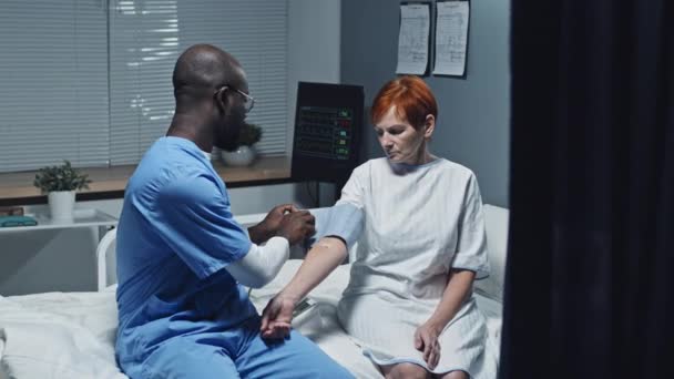 Medium Long Young Black Male Nurse Wearing Blue Scrub Suit — Video