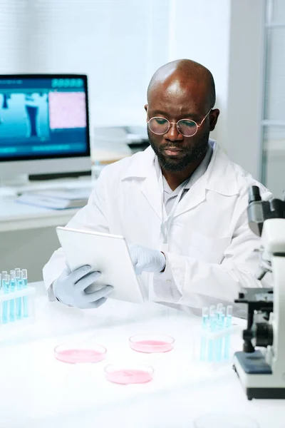 Scientifique Afro Américain Blanc Avoine Gants Lunettes Recherche Données Scientifiques — Photo