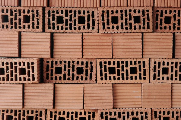 Empilement Briques Argile Solide Rouge Formées Par Plusieurs Couches Préparées — Photo